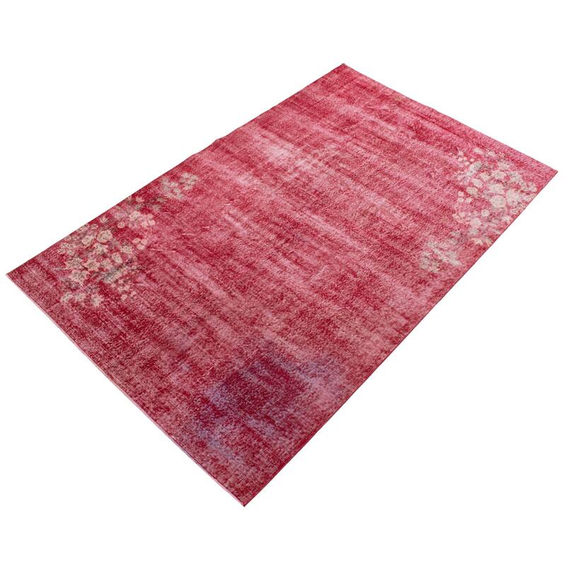 ECARPETGALLERY Hand-knotted Melis Vintage Dark Red Wool Rug - 6'9 x 10'6