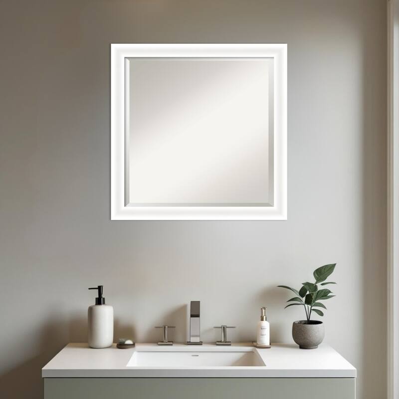 Oliver Narrow Beveled Wood Framed Bathroom Vanity Wall Mirror