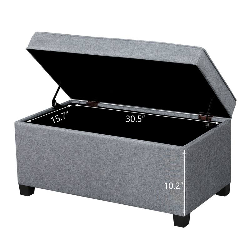 Adeco Linen Storage Ottoman Bench for Entryway or Bedroom