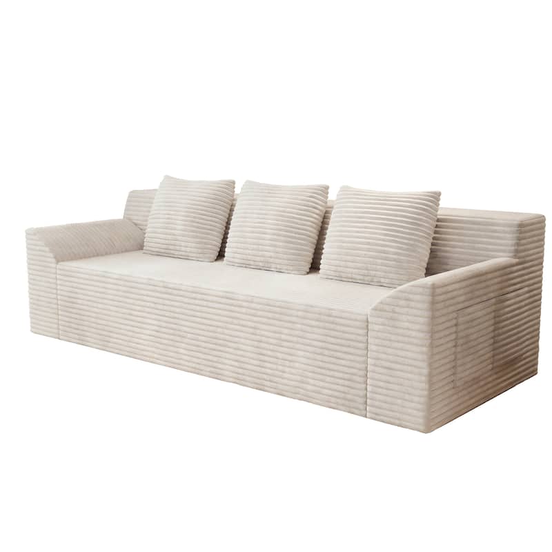 71" 3-Seater Corduroy Sofa with Deep Seat Design, Ready-to-Use for Living Room, Bedroom & Office