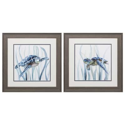 Propac Images Turtle in Grass Set of 2 Wall Art - Blue