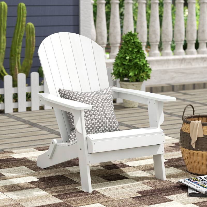 Vineyard HIPS Outdoor Folding Eco-Friendly All Weather Seashell Adirondack Chair - White