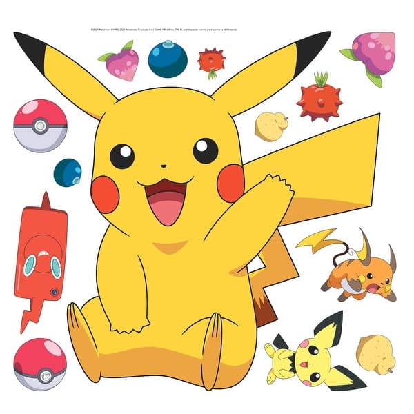slide 2 of 5, Yellow & Red & Blue Pikachu Giant Wall Decals by RoomMates