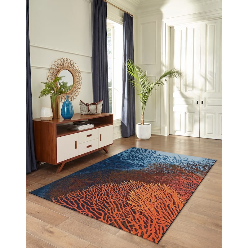 Liora Manne Marina Coral Indoor/Outdoor Rug - 6'6" x 9'3" - Ocean
