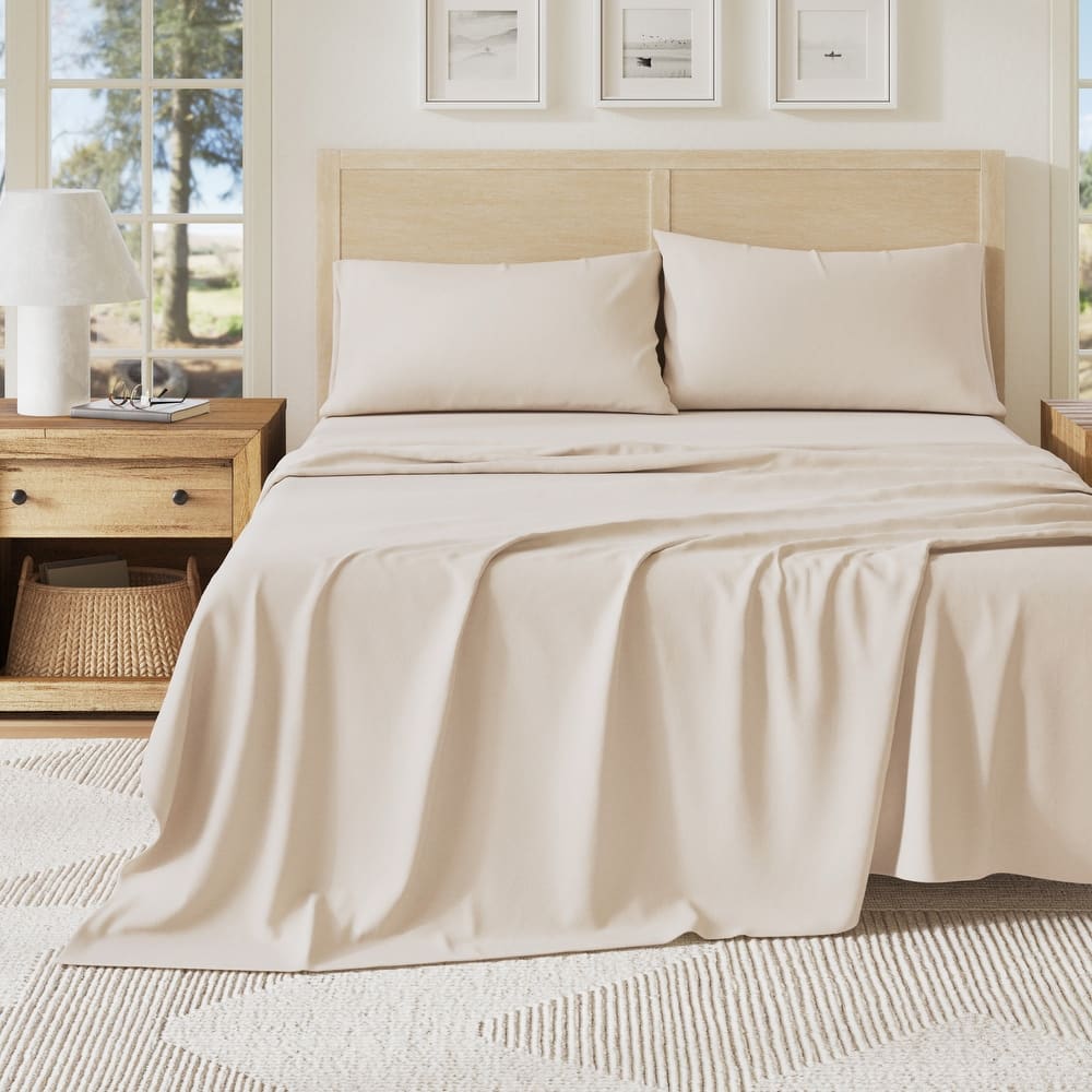 Linery & Co. Heathered Melange Cotton Jersey Knit Sheet Set
