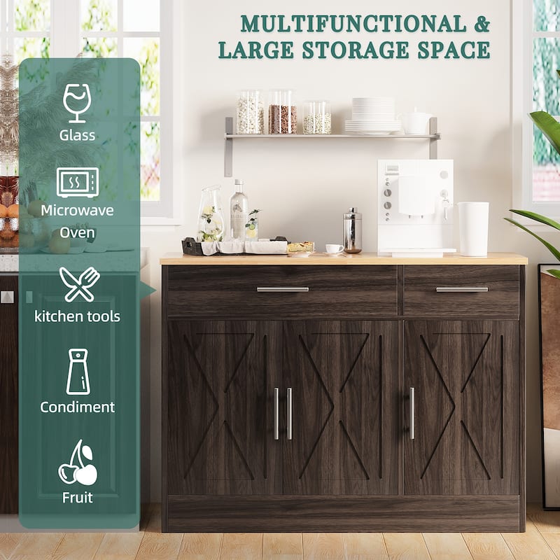 3-Door Buffet Sideboard Accent Cabinet - Multifunctional Organizer