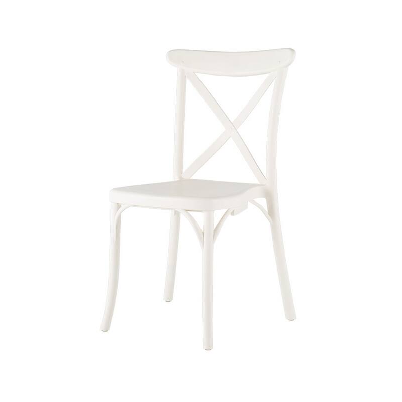 HomeRoots Set of Two White Heavy Duty Plastic Outdoor Stacking Dining Chairs