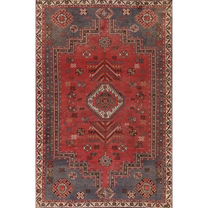 Vegetable Dye Qashqai Persian Antique Rug Tribal Wool Carpet - 4'9"x 7'5"