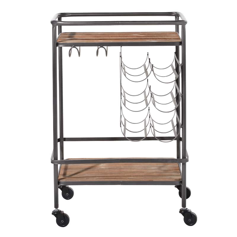 Metal Contemporary Bar Cart with Wheels