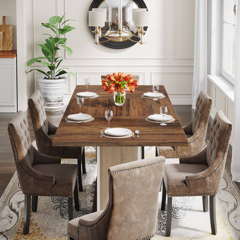 Wood Dinner Table, Kitchen Dining/Living Room Accent Dinner Table Gathering Table