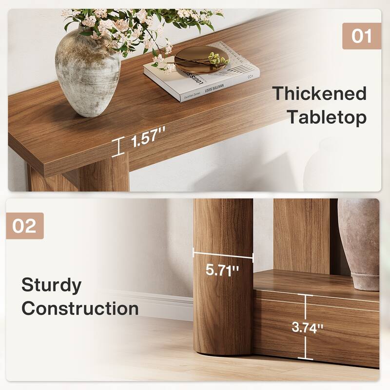 63 Inch Entryway Console Table, 2-Tier Sofa Table Behind the Couch
