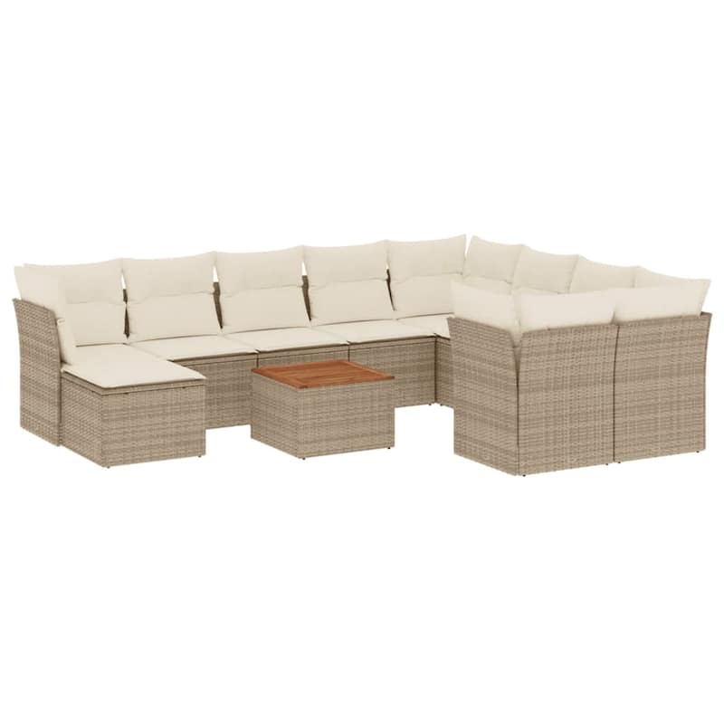 vidaXL Patio Sofa Set with Cushions Outdoor Furniture 11 Piece Poly Rattan - 24.4 x 24.4 x 27.2