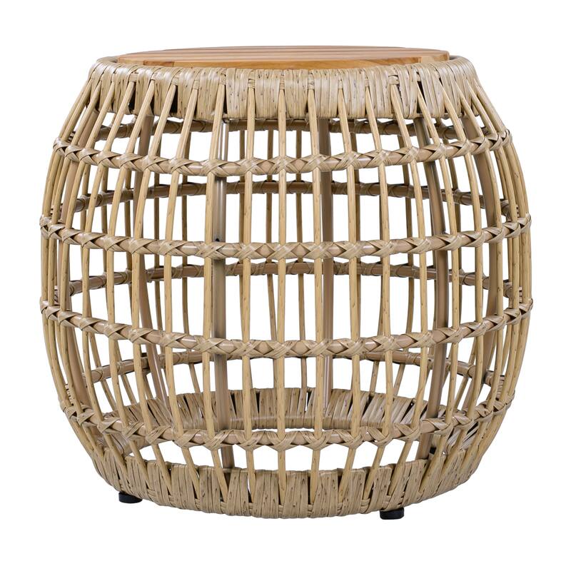 Christopher Knight Home Azariah Acacia Wood Wicker Side Table with Slatted Top