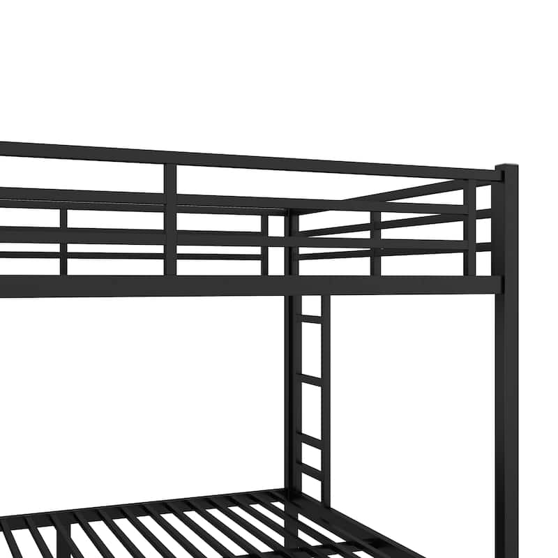 Metal Queen over Queen Bunk Bed for Teens and Adults,Space-Saving/Noise Reduced/No Box Spring Needed, Black