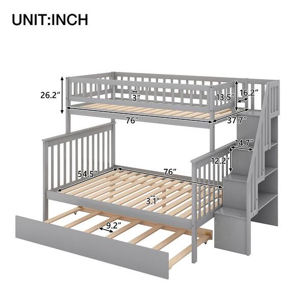 Jaiden Twin over Full Bunk Bed with Trundle and Staircase - Bed Bath ...