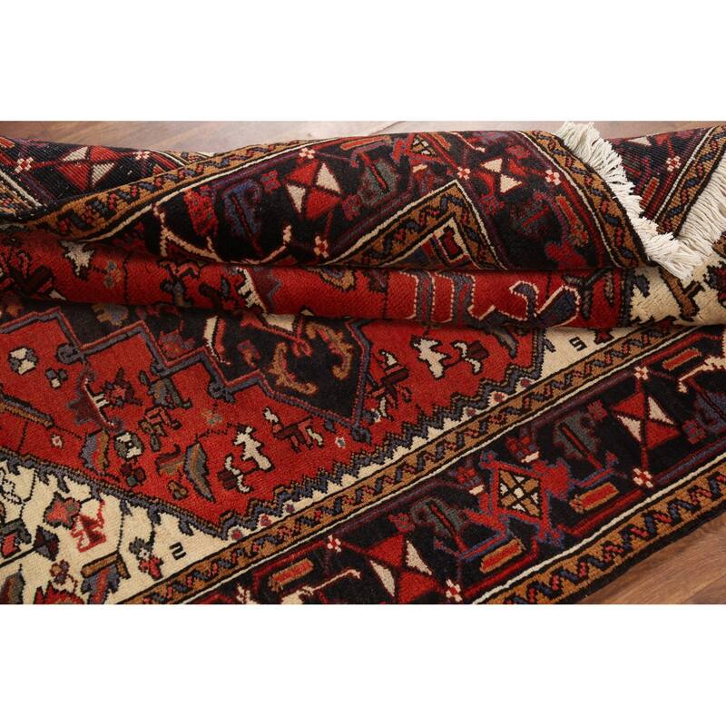 Geometric Heriz Persian Area Rug Handmade Wool Carpet - 5'0"x 6'3"