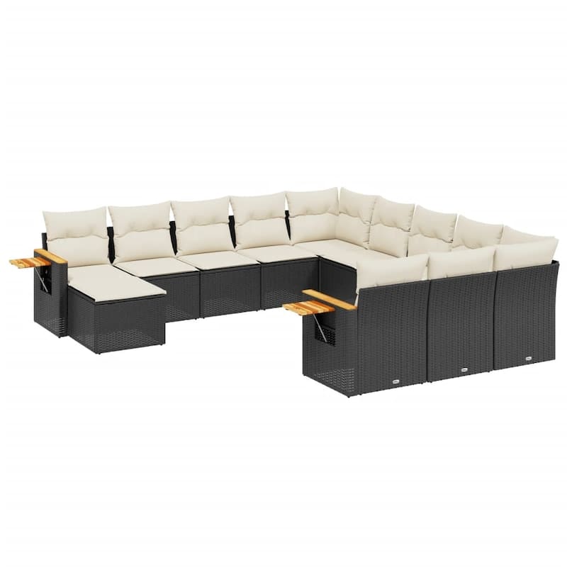 vidaXL Garden Sofa Set Black - 21.7 x 21.7 x 14.6 in