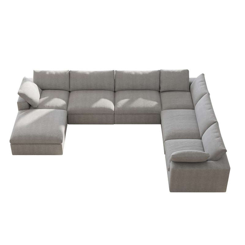 Cloud Couch Modular Sectional Sofa Oversized Down Filled Corner 7 Seater L-Shaped Couch with Ottoman for Living Room Set