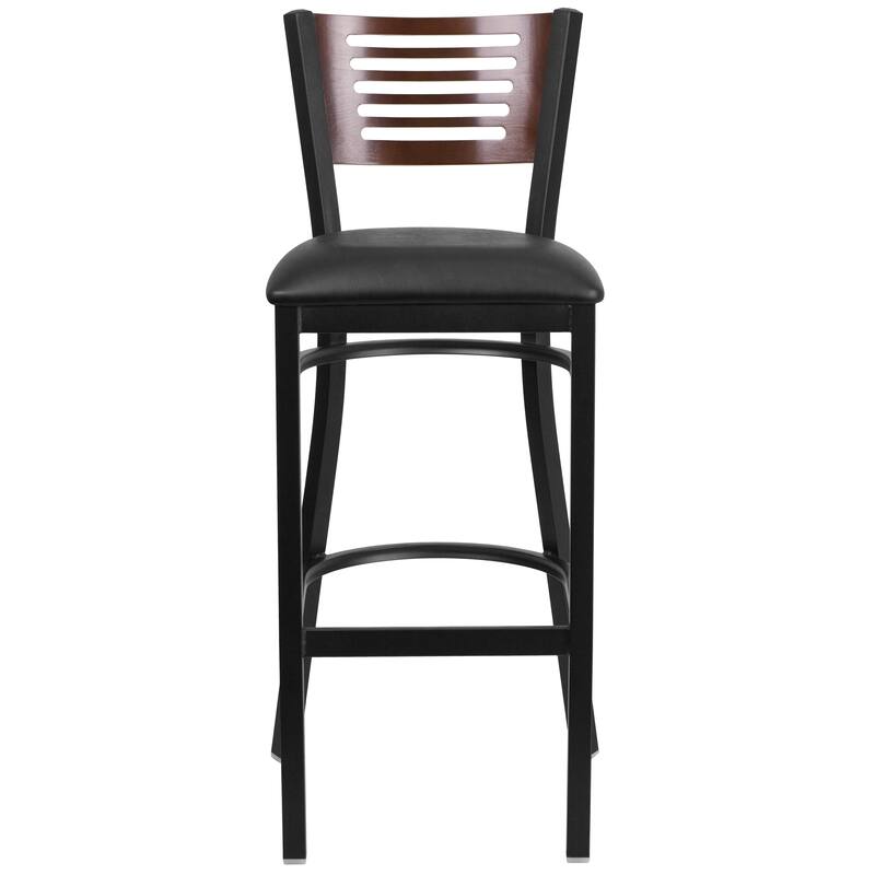 2 Pk. Hercules Series Decorative Slat Back Metal Restaurant Barstool - 19.75"W x 20"D x 43"H - 19.75"W x 20"D x 43"H