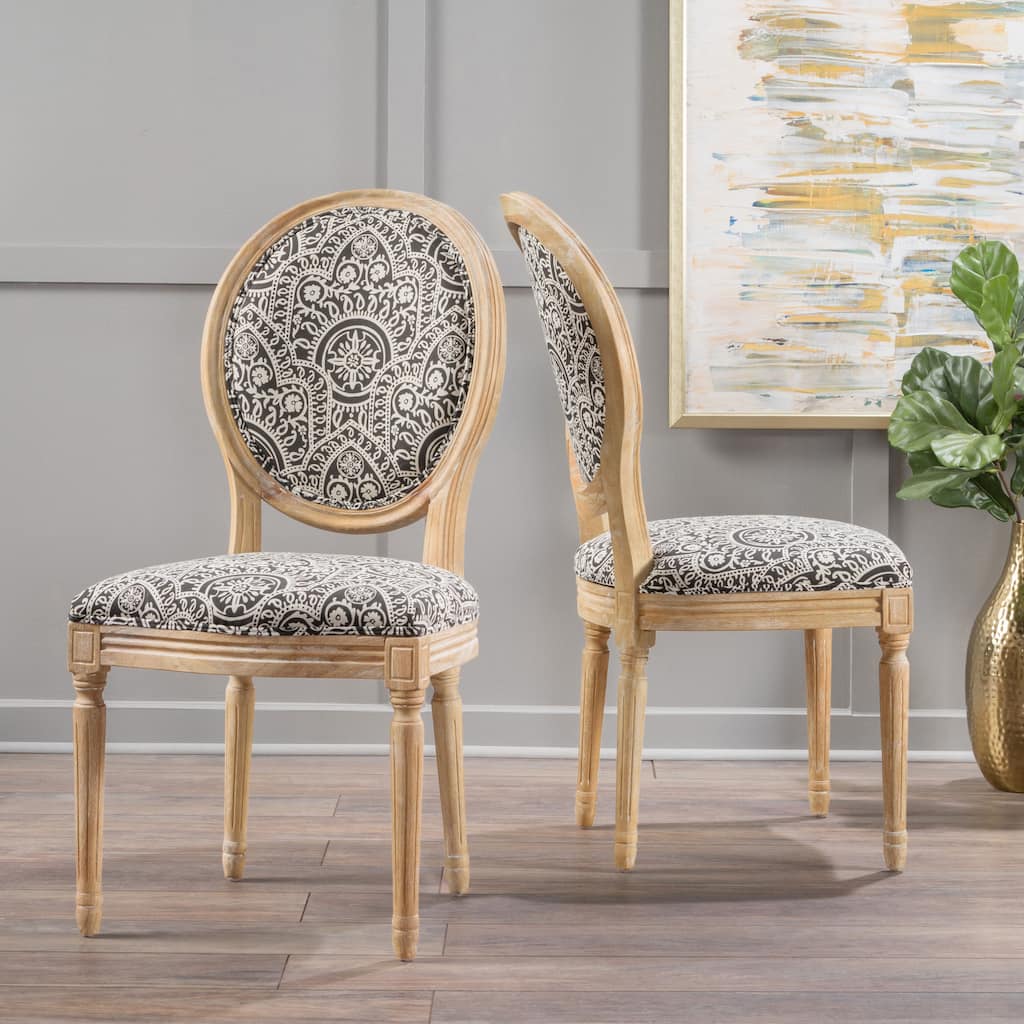 Phinnaeus Patterned Fabric Dining Chair (Set of 2) by Christopher Knight Home