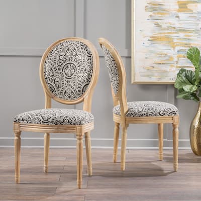 Roomfitters French Country Upholstered Dining Chair (Set of 2), Elegant Fabric Dining Chairs for Kitchen and Dining Rooms