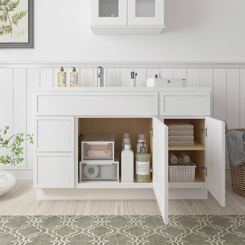 Vanity Art 51" Birch Freestanding Bathroom Vanity Cabinet without Top