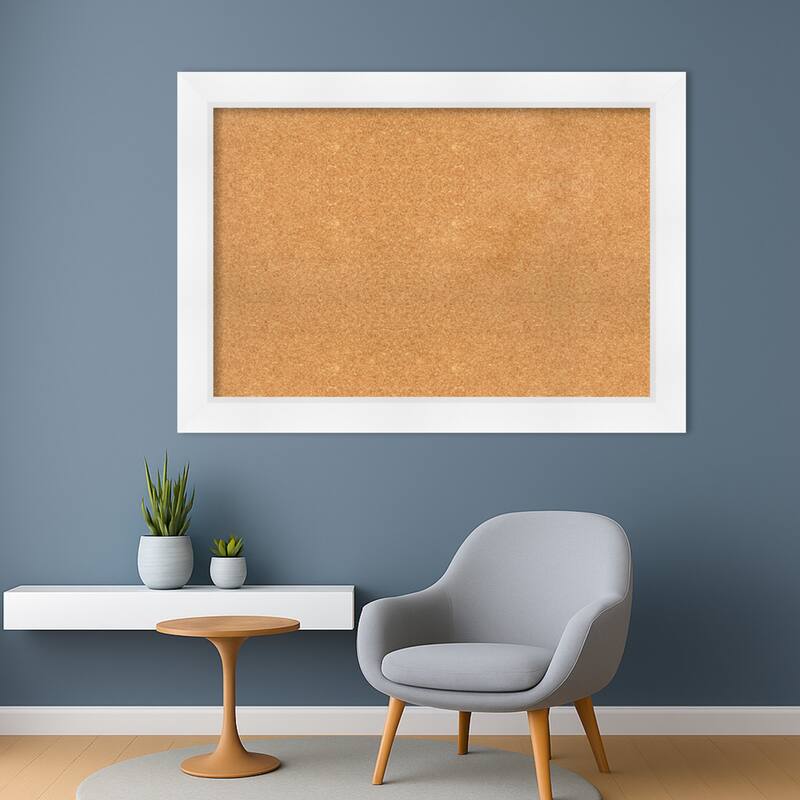 Sloped White Framed Cork Board - Bulletin Board, Organization Board, Pin Board