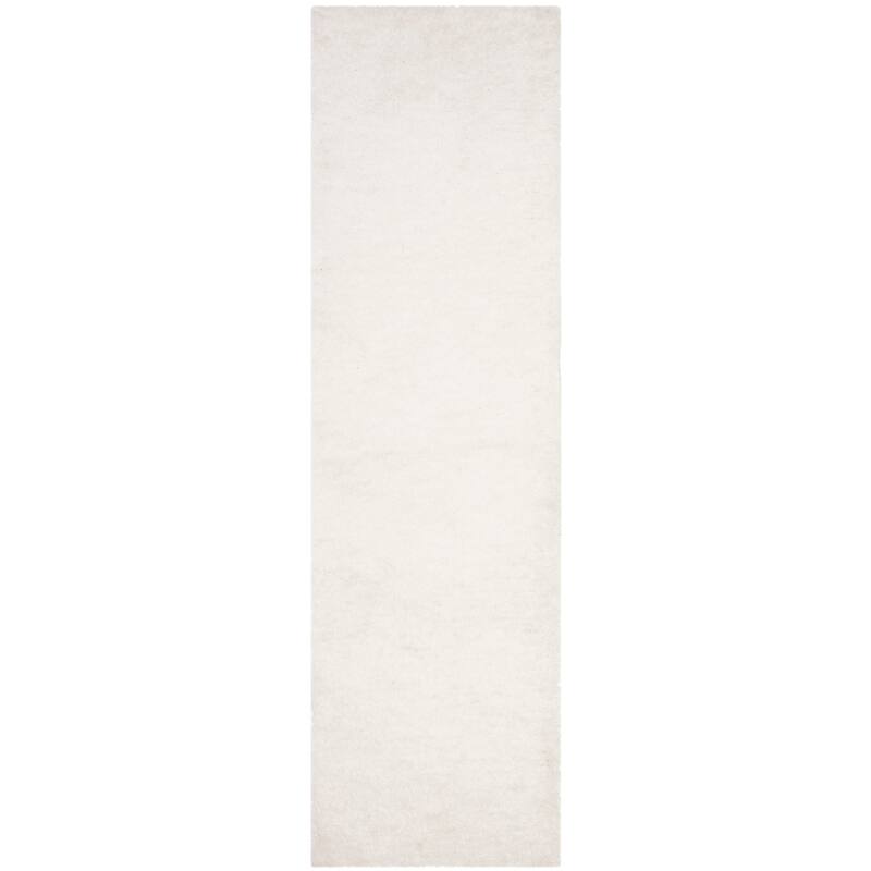 SAFAVIEH Handmade Sheep Shag Dochia Solid Polyester Rug - 2'3" x 6' Runner - Ivory