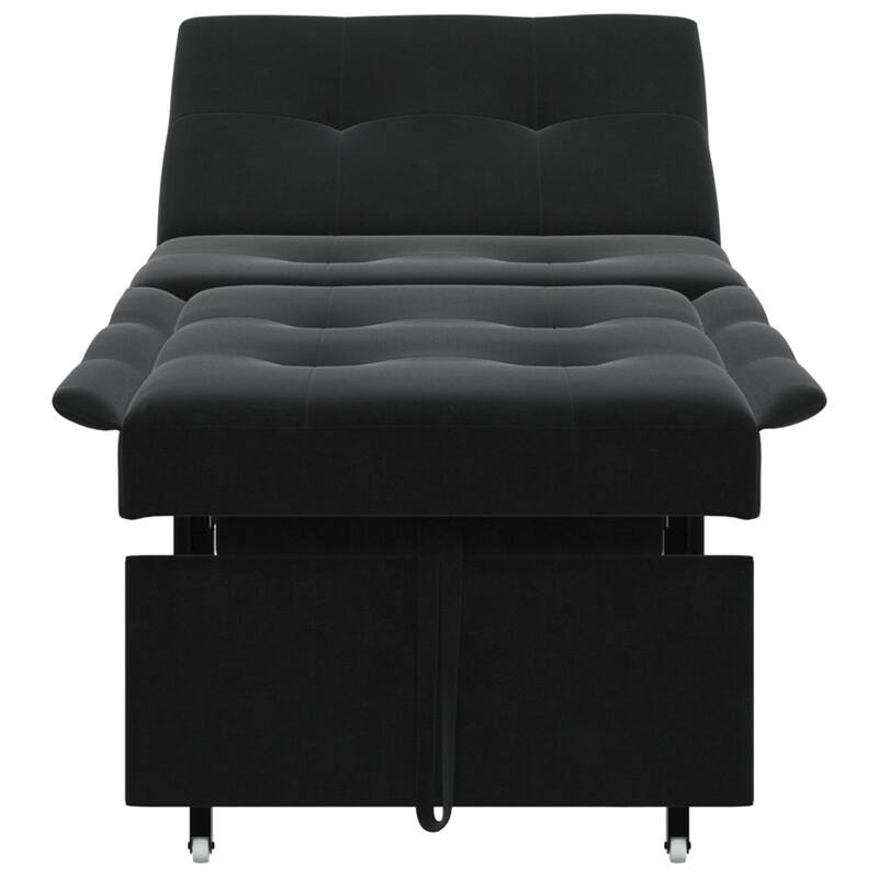 vidaXL Sofa Bed 3-in-1 Pull-Out Design Black/Dark Grey Velvet - 76.4 x 26.4 x 32.3