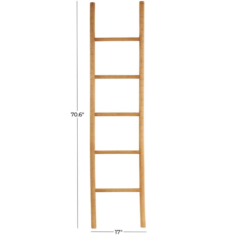 Wood Handmade 5 Rack Partition Ladder - Brown - Roche River Decor