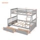 preview thumbnail 20 of 54, Space-Saving Twin Over Full Bunk Bed with Drawers, Solid Wood Frame with Guardrails and Ladder, Detachable into 2 Platform Beds