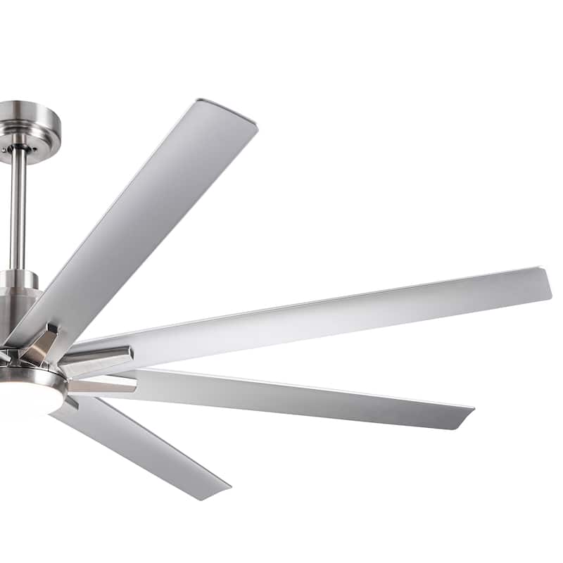 Smart 72" Integrated Led Ceiling Fan With Silver Blades In Brushed Nickel Finish