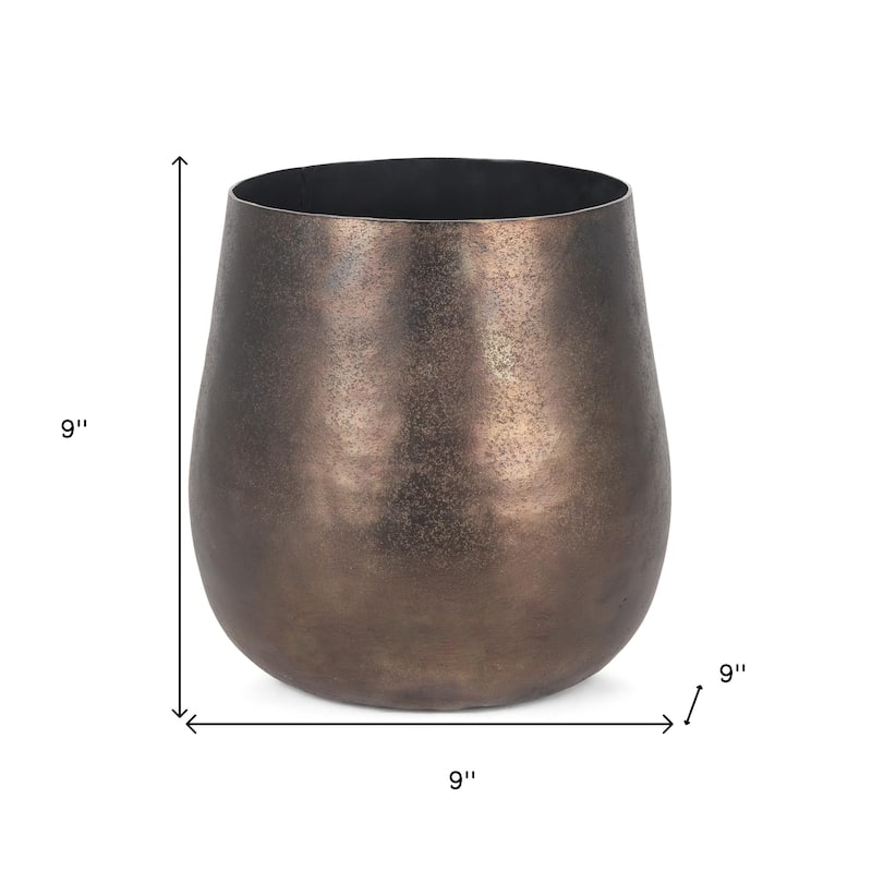 9" Antiqued Brass Aluminum Table Vase - 9.00