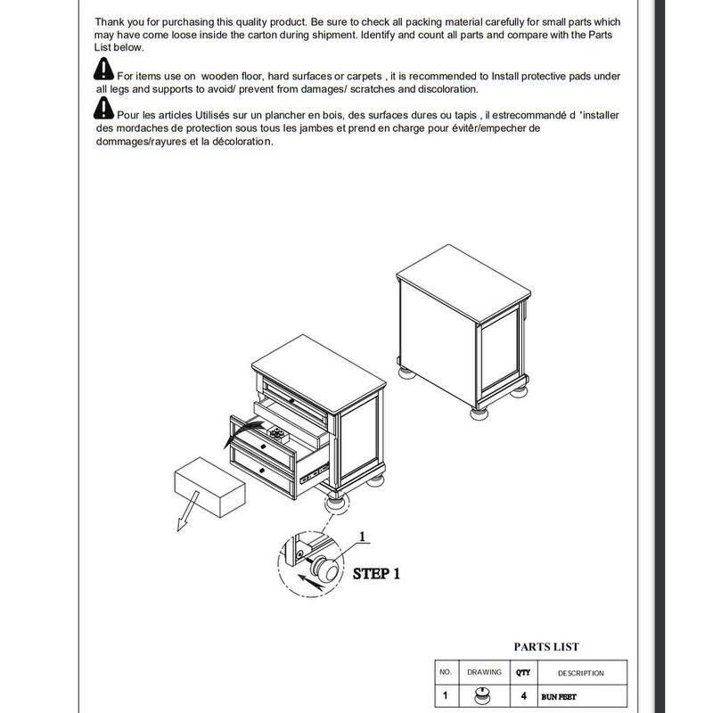 Nightstand with Hidden Drawer Wire Brushed Birch Veneer Wood Bed Side Table