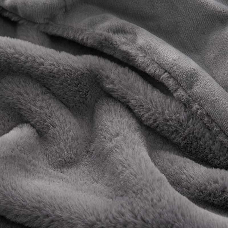 Lucky Brand Solid Synthetic Fur Rabbit 50" x 70" Throw Blanket