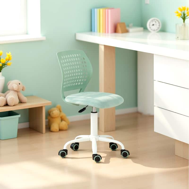 Homy Casa Adjustable Swivel Office Chair Wheels, Modern Study Chair - Aqua