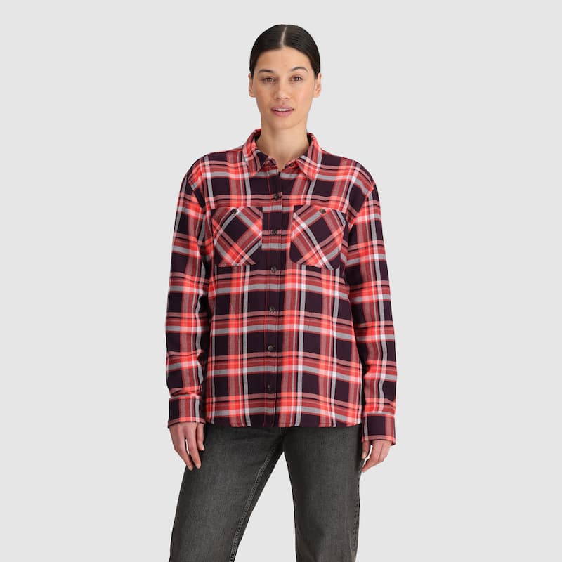 Outdoor Research Women's Feedback Flannel Twill Shirt - L - Sunrise Plaid
