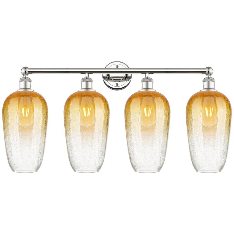 Innovations Lighting Endless Possibilities Edison - Brookhaven Flute - 4 Light 34" Bath Vanity Light - Polished Nickel/Amber
