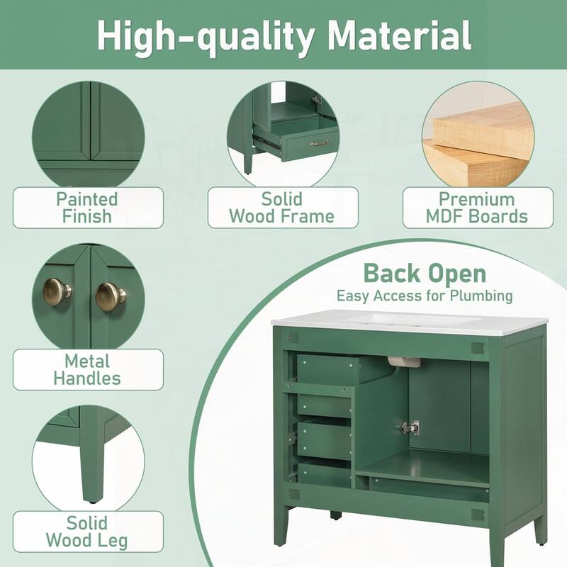 Bathroom Vanity with Sink and Bathroom Cabinet with Soft-Closing Door