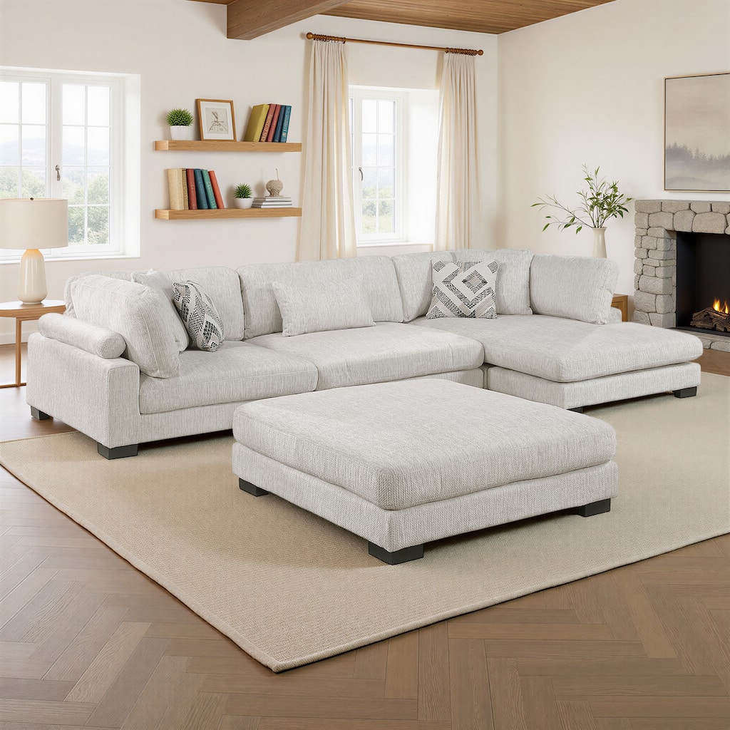 Fremont & Park Abbeville Microfiber 4-Piece Modular Sectional with Chaise and Ottoman