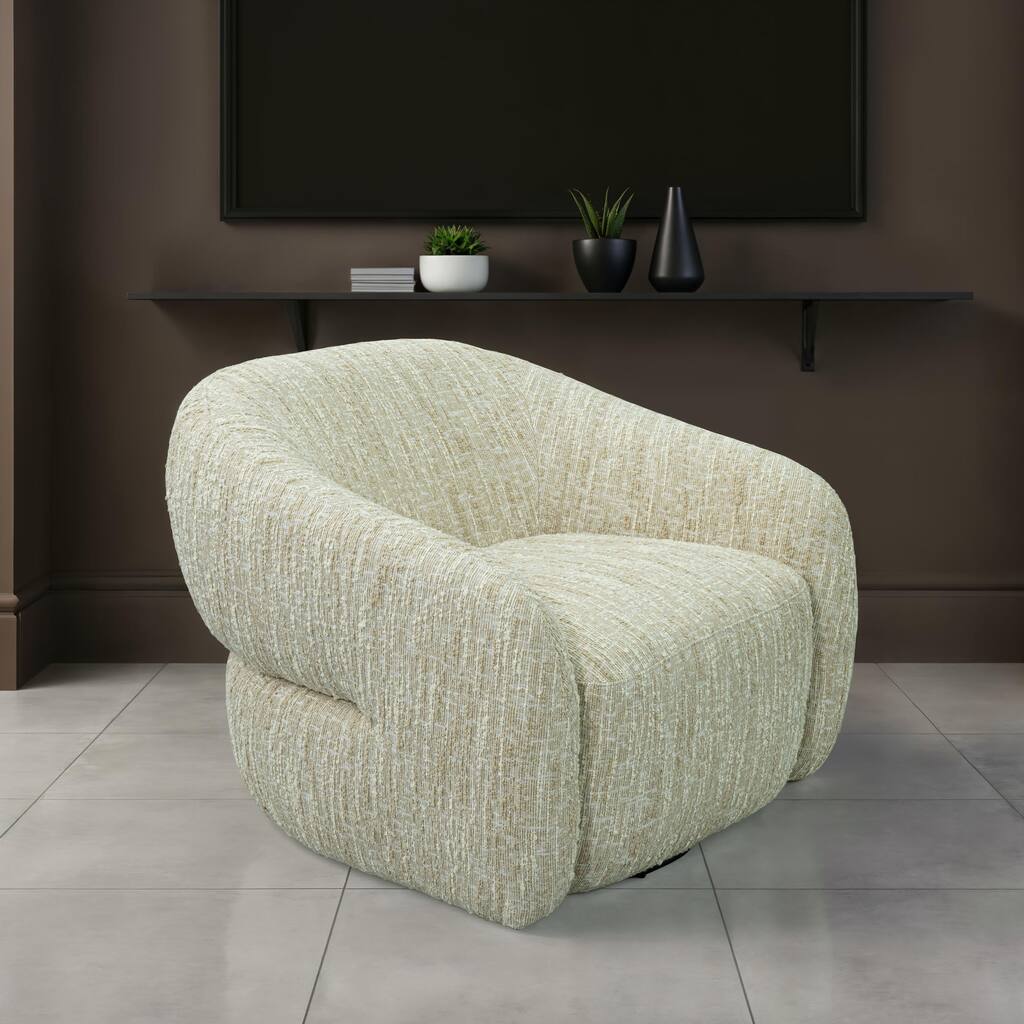 Furniture of America Koda Modern Upholstered Swivel Accent Chair with Curved Back and Arm