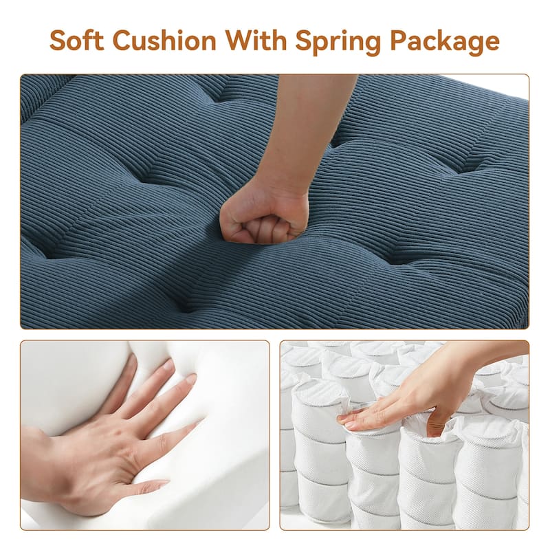 Corduroy Convertible Loveseat Sofa Bed Recliner with Cup Holder, USB Ports