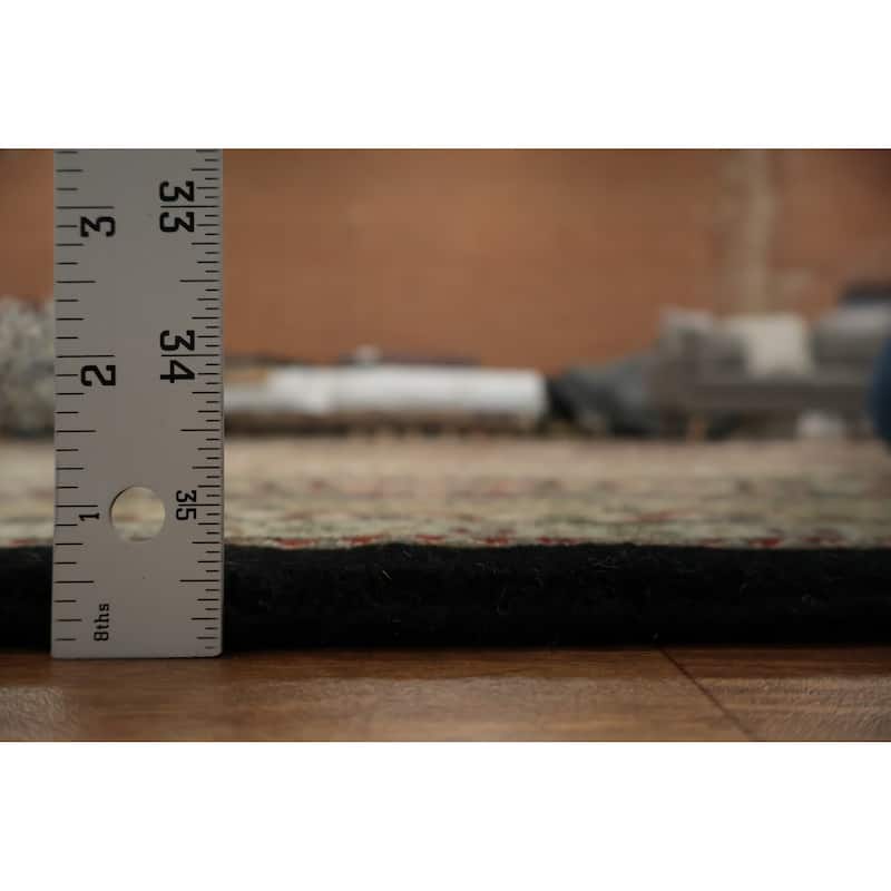 Hand Knotted Oriental 100% Wool Carpet Traditional Floral Black Tabriz-Mahi Area Rug - 12' 1'' X 8' 11''