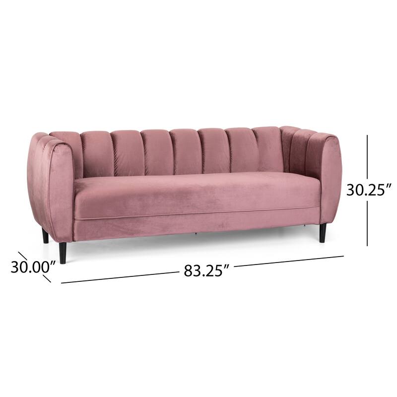 Modern Velvet 3-Seater Sofa with Roud Arms