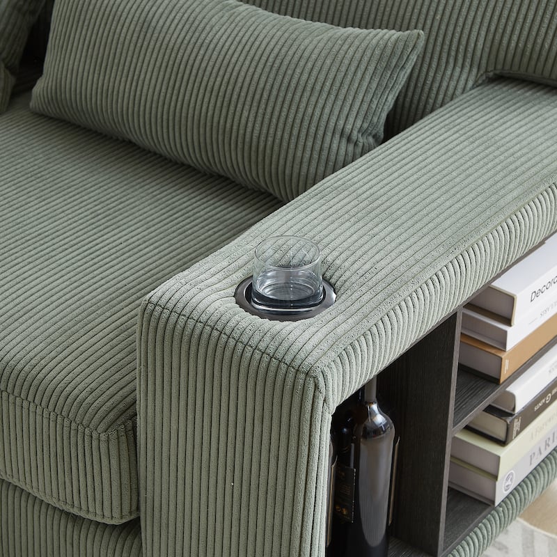 102.75" Corduroy L-Shaped Modular Sectional Sofa with Storage