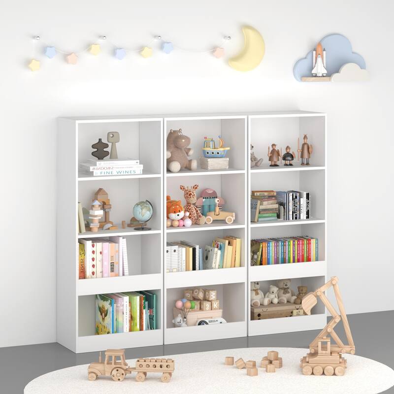 Anmytek White Open Shelf Bookcase Modern Kids Room and Living Room Storage Organizer