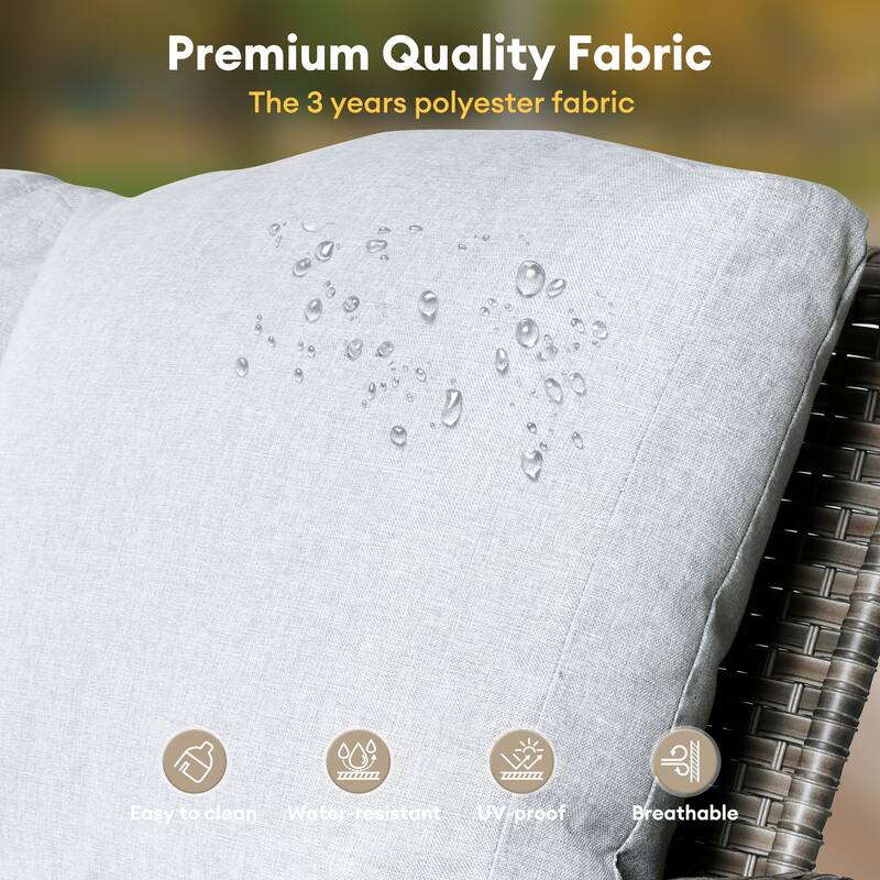 HOOOWOOO 5-piece Grey Wicker Furniture Chat Set Patio Conversation Set with Swivel Chair