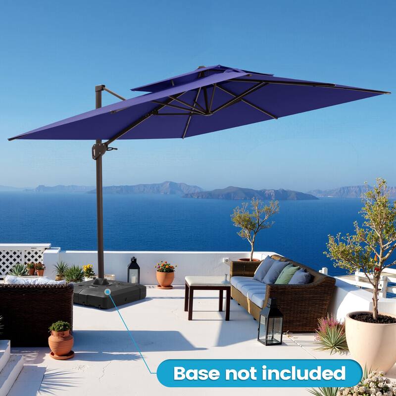 Outdoor 10FT Square Adjustable Offset Cantilever Patio Umbrella