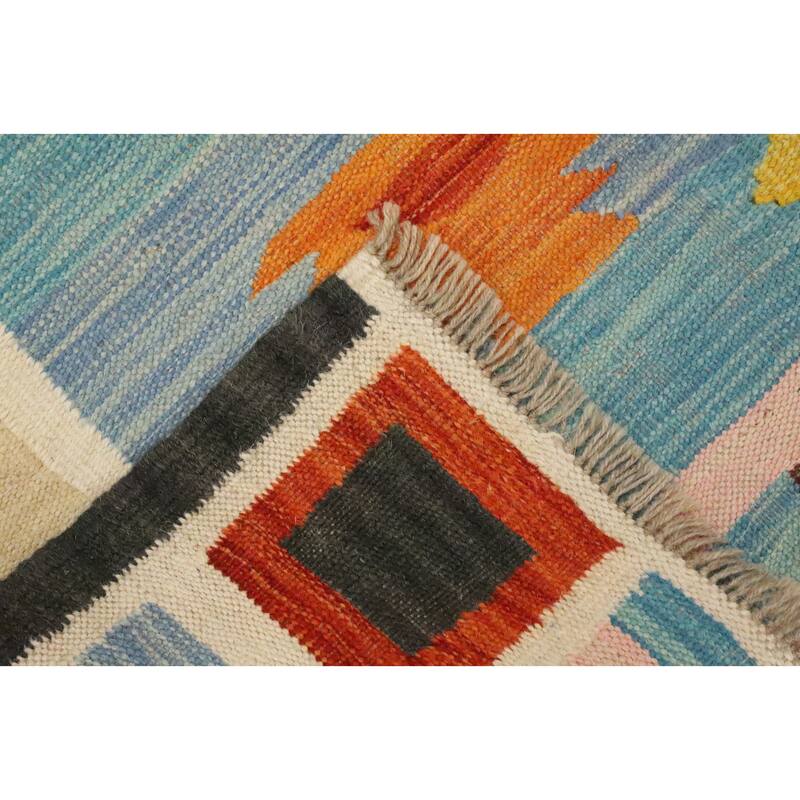 Hand Woven Oriental 100% Wool Carpet Southwestern Tribal Multi-Colored Kilim Area Rug - 6' 0'' X 3' 10''