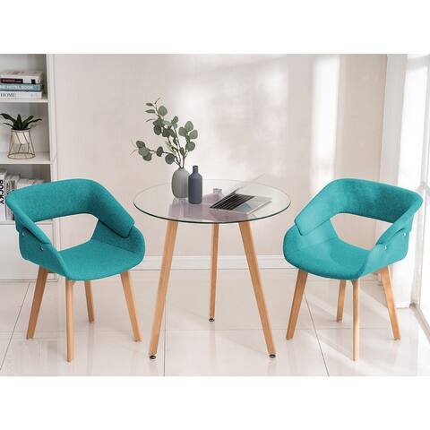 ivinta Dining Table Set for 2/4, Small Round Glass Dining Table with 2 Chairs for Breakfast Nook